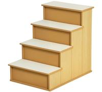 PawHut Escalier pour animal domestique, à 4 niveaux, avec tapis antidérapant, pour voiture, lit, canapé, naturel, 40 x 59 x 54,2 cm