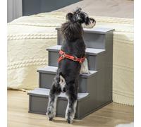 PawHut Escalier pour animaux de compagnie, pour chiens/chats, 4 marches, Peluche courte, jusqu'à 30 kg, 40 x 59 x 54,2 cm, Gris