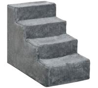 PawHut Escalier pour chien et chat 4 marches antidérapant housse amovible et lavable Gris clair