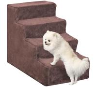 PawHut Escalier pour Chien à 4 Marches Antidérapante 60x35x44cm Marron | Escalier pour Chat, Échelle pour Animaux de Compagnie, Housse Amovible et Lavable