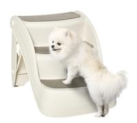 PawHut Escalier pour Chien Pliant 3 Marches Portable 49 x 38 x 38 cm Crème | Antidérapantes, Escalier pour Chat, pour Chiens Âgés, Chiots, pour Lit, Canapé, Fauteuil