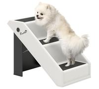 PawHut Escalier pour Chien Pliant à 3 marches antidérapantes, escalier pour Animaux Portable en Plastique Charge 10 kg, pour Chiots, Chats et Animaux âgés, 53 x 30,5 x 36,5 cm crème