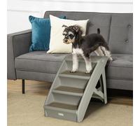 PawHut Escalier pour chien pliant à 4 marches antidérapantes escalier pour animaux en plastique 62 x 38 x 49,5 cm gris