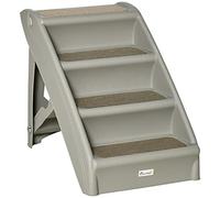 PawHut Escalier pour Chien Pliant à 4 marches antidérapantes, escalier pour Animaux Portable en Plastique, Charge 10 kg, pour Chiots, Chats et Animaux âgés, 62 x 38 x 49,5 cm, Gris