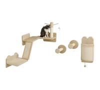 Mur d'escalade pour chat - arbre à chat design mural - griffoirs, grattoirs, jeux - sisal naturel peluche beige