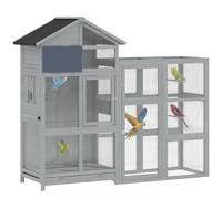 PawHut Extension de volière pour pinsons et perruches Gris 196x60x164.5cm