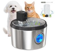 PawHut Fontaine à eau pour chat - 4 l - En acier inoxydable - Avec détecteur de mouvement - 6 filtres - Double système de filtration - Fenêtre de visualisation LED - Ultra silencieuse - Fonctionne