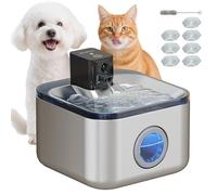 PawHut Fontaine à Eau pour Chat Automatique sans Fil en INOX 4,2L, avec indicateur LED, Pompe Ultra-silencieuse, Batterie de 4 000 mAh, Distributeur Eau Chat avec Chargeur USB, Argent