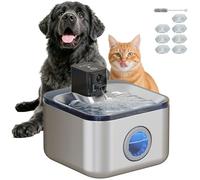 PawHut Fontaine à Eau pour Chat Automatique sans Fil en INOX 4,2L avec Pompe Ultra-silencieuse, indicateur LED, Batterie 4 000 mAh, Distributeur d’Eau pour Chat, Chargeur USB, Argent
