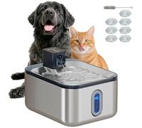 PawHut Fontaine à Eau pour Chat Automatique sans Fil en INOX 5L, avec indicateur LED, Pompe Ultra-silencieuse, Batterie de 4000 mAh, Distributeur Eau Chat Chargeur USB, Plusieurs Animaux, Argent