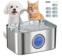 PawHut Fontaine d'eau pour chats, fontaine de chat en acier inoxydable de 3,2 L, ultra silencieuse, automatique, niveau d'eau visible, pour chatons, chiens et autres animaux de compagnie