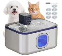 PawHut Fontaine pour chat 5L en acier inoxydable sans fil Abreuvoir automatique pour chat Fontaine à eau pour animaux de compagnie avec lumière LED Pompe super silencieuse Détecteur de mouvement et