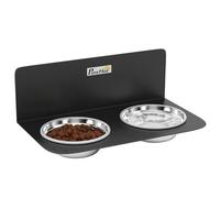 PawHut Gamelle Bol pour Chien Mural 2 Bols INOX 800ml Hauteur Réglable Noir | Double Gamelle, Support en Acier Antirouille, Anneaux Antidérapants en Silicone, Gain de Place, Max. 10 kg