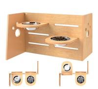 PawHut Gamelle surélevée chien 3 hauteurs ajustables, 2 bols inox, tapis alimentation lente – Chêne