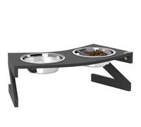 PawHut Gamelle Chien surélevée avec Support, gamelle avec 2 Bols en Acier Inoxydable de 1L, Tapis d'alimentation Lente, Surface Semi-Arrondie, pour Petit Moyen Chien, Noir