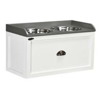 PawHut - Gamelle Double - MDF - 60x30x36cm - Blanc