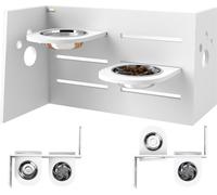 PawHut gamelle pour chien surélevée, 3 niveaux de hauteur réglable gamelle pour chien avec design séparé, tapis anti-glissement, gamelle avec 2 bols en inox, pour tous les grands chiens, blanc