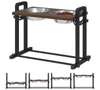 PawHut Gamelle pour chien surélevée 4 gamelles réglables en hauteur avec support, 2 gamelles en acier inoxydable de 1,2 l, station d'alimentation avec 3 angles réglables pour chiens de petite, moyenne