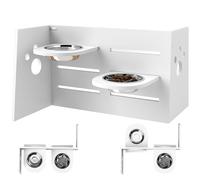 PawHut Gamelle pour Chien surélevée, Réglable en 3 Hauteurs, avec Design Séparé, Tapis Anti-Glissement, 2 Bols en INOX, pour Grands Chiens, Blanc