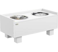 PawHut gamelle pour chien surélevée, réglable en hauteur gamelle pour chien avec espace de rangement, 2 bols de 1L en acier inoxydable, gamelle avec tapis anti-glissement, pour chiens de taille moyenn