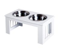 PawHut Gamelle surélevée Chien Moyen avec Support 58x31x25cm Blanc | Gamelles surélevées pour animaux, distributeur d'eau et nourriture