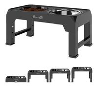 PawHut Gamelle surélevée pour chien, gamelle pliable surélevée avec mangeoire lente et mangeoire en acier inoxydable, 4 hauteurs réglables pour les petites, moyennes et grandes races, noir