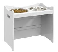 PawHut Gamelle surélevée pour Chien - Réglable en Hauteur - avec Support - 2 gamelles à Eau de 2 l - en Acier Inoxydable - Gamelle Lente réglable - pour Toutes Les Tailles de Chien - Blanc