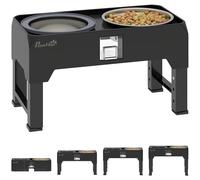 PawHut Gamelle surélevée pour chien - Réglable en hauteur - Avec support - 2 gamelles en acier inoxydable - Gamelles pour chiens de petite à grande taille - Noir
