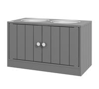 PawHut Gamelles Chiens Surélevées Gamelle Double Chien Chat Porte-Gamelles 2L Acier Inox 60 x 30 x 35,5 cm Gris