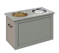 PawHut Gamelles Chiens surélevées gamelle Double Chien Chat Porte-gamelles surélevé dim. 60L x 30l x 41H cm 2 gamelles 2L poignées Coffre Bois Gris