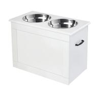 PawHut - Gamelles chiens surélevées - MDF - 60x30x41cm - Blanc