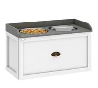 Pawhut Gamelle double surélevée chien et chat – 2 bols inox, tiroir, 60×30×36 cm, Blanc