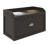 PawHut Gamelles Chiens Surélevées Tiroir 2 Bols Gamelles 2L Marron Café | Porte-Gamelles Surélevé Chat Rangement 2 en 1, Acier Inox et Bois