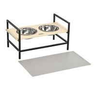 PawHut Gamelle Chien surélevée Double Porte-gamelle avec 2 Bols Amovibles en Acier, Hauteur réglable 11/21,5/32 cm et 1 Tapis