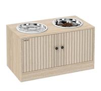 PawHut Gamelles pour Chiens surélevées, Porte-gamelles surélevé avec Rangement de 40L, 2 Bols en Acier Inoxydable de 2L, Alimentation Lente, antidérapante, Convient aux Grands Chiens, chêne