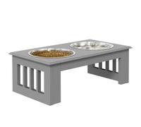 PawHut Gamelles surélevées Petits Chiens avec Support 44x24x15cm Gris | Gamelles surélevées pour animaux, distributeur d'eau et nourriture