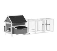PawHut Grand poulailler pour 7-10 poules, perchoirs, balançoire, fenêtre, nichoirs, grillage, Gris