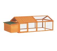 PawHut Grand poulailler XXL 240cm en Bois pour 4-8 Poules - Cage à Poules Design Moderne à 2 Zones avec Double nichoir - Toit ouvrant, Porte verrouillable, 240 x 112,5 x 76 cm, Orange