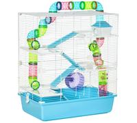 PawHut Grande cage à hamsters 5 niveaux avec tunnels abreuvoir roue maisonnette échelles dim. 59L x 36l x 69H cm