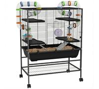 PawHut Grande Cage Hamster avec Roue pour Hamster syrien Noir