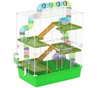 PawHut Grande Cage pour Hamsters Cage pour Rongeur 5 Niveaux avec Tunnels Abreuvoir Roue maisonnette échelles dim. 59L x 36l x 69H cm
