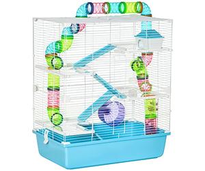 PawHut Grande Cage pour Hamsters Cage pour Rongeur 5 Niveaux avec Tunnels Abreuvoir Roue maisonnette échelles dim. 59L x 36l x 69H cm