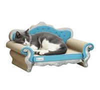 PawHut Griffoir 2 en 1 en Carton avec Herbe à Chat Bleu