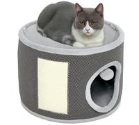 PawHut Tonneau à griffer, 30 cm de haut Tonneau pour chat avec grotte, arbre à chat, tour pour chat en sisal, pour chat jusqu'à 5 kg, blanc crème