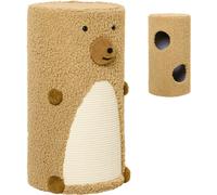 PawHut griffoir, hauteur 66 cm, tour à griffer avec 2 niveaux, griffoir avec planche à gratter, tour pour chats avec 2 cavités, arbre à chat design ours, marron clair