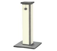 PawHut Griffoir pour Chat 81 cm Arbre à Chat en sisal et Peluche, Poteau griffoir avec Boule Suspendue Base Stable, grattoir à Design Moderne 41 x 41 x 81 cm, Gris et crème