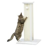 PawHut Griffoir pour Chat 81 cm Base Stable 41 x 41 x 81 cm Blanc et Crème | Arbre à Chat en Sisal et Peluche, Poteau Griffoir, Boule Suspendue, Grattoir à Design Moderne