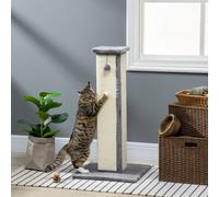 PawHut Griffoir pour chat poteau griffoir chat en sisal et peluche, boule suspendue base stable 41 x 41 x 81 cm gris et crème