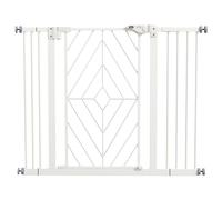 PawHut Grille de protection d'escalier pour chien, avec porte à fermeture automatique, sans perçage, pour chien, 74 à 100 cm, blanche