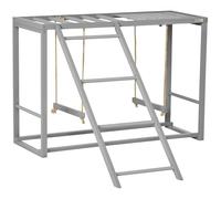 PawHut Jeu d'activité pour Poules avec balançoire, Accessoires pour poulailler en Bois avec Plusieurs perchoirs et échelle pour 3-4 Poules, Gris